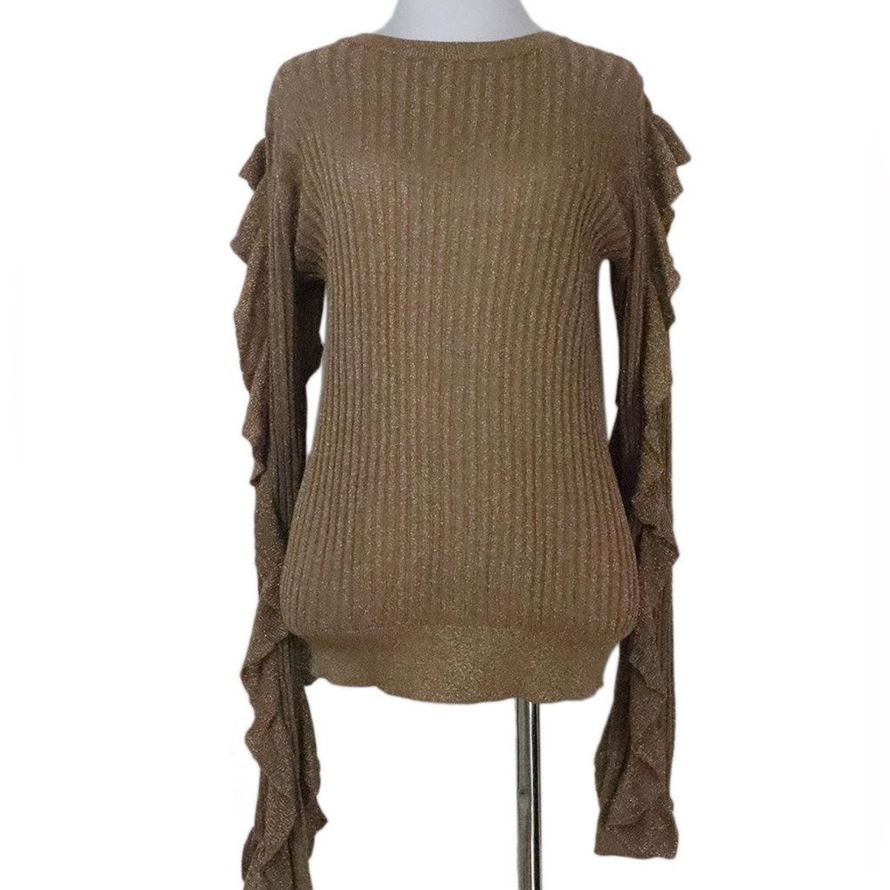 Joie Brown Ruffle Sleeve Top